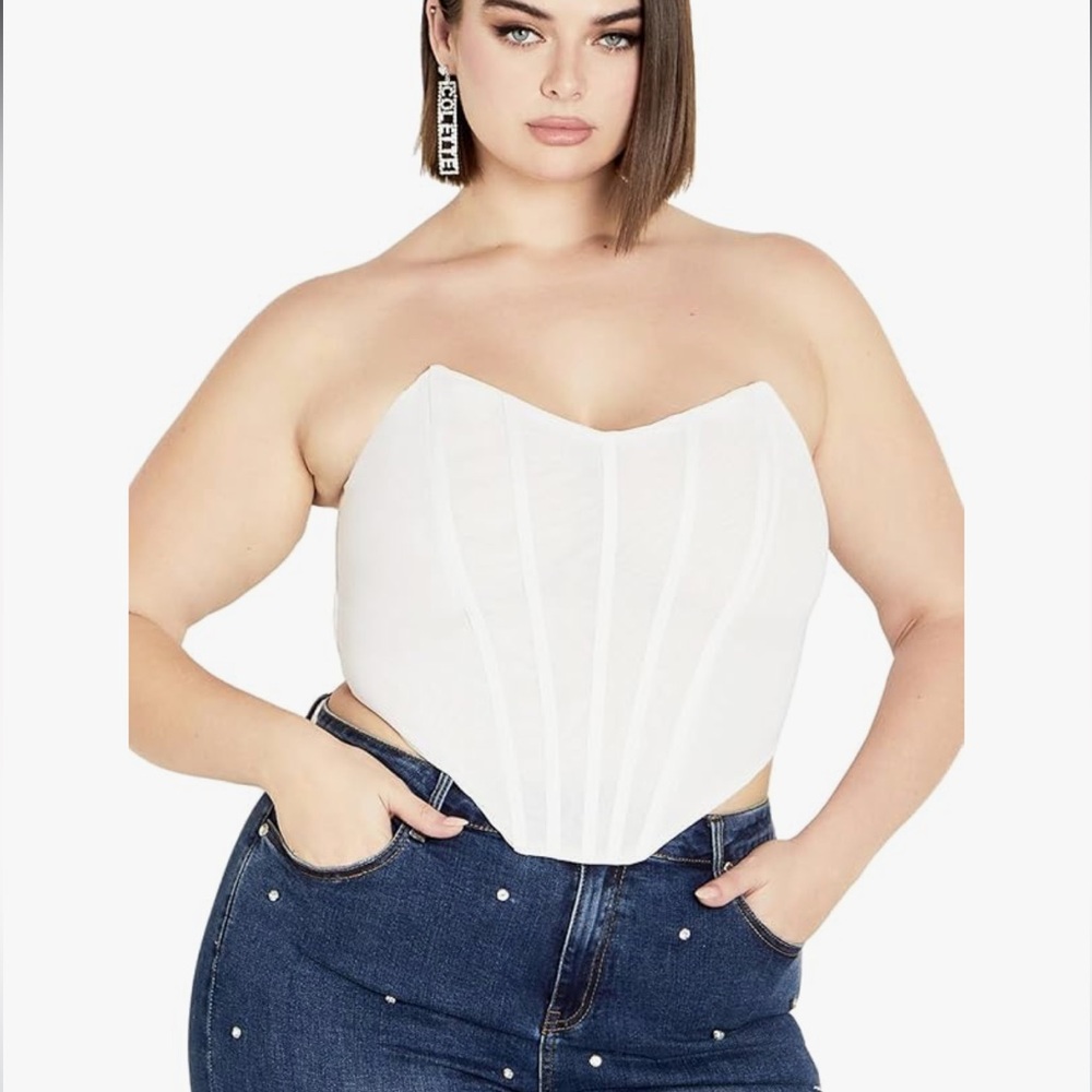 Amaya Deep V-Neck Corset Boned Top, City Chic, Plus Size 20